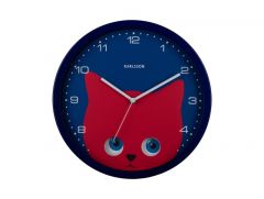 Karlsson Peekaboo Cat Παιδικό Ρολόι Τοίχου Μεταλλικό Ø30,8x4,5 I Dark Blue