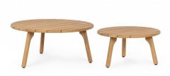 Bizzotto Garita Τραπέζια Μέσης Εξωτερικού Χώρου Teak Natural Σετ 2 Τμχ Ø80x30,5