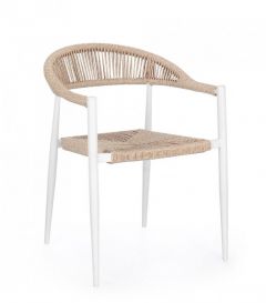 Bizzotto Jandia Καρέκλα Εξωτερικού Χώρου Λευκή/Natural 56x60x78