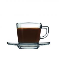 Pasabahce Carre Φλυτζάνι Cappuccino Με Πιατάκι Διάφανο 215 ml Κωδικός: SP95307G6