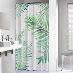 Sealskin Leaves 180X200 Green Κουρτίνα Μπάνιου Πλαστική 